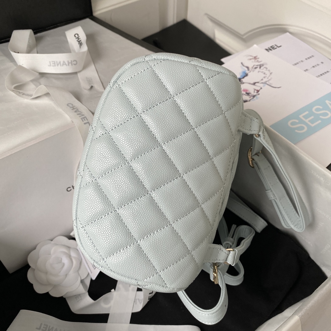 Caviar Leather Mini Backpack AS4058 Light Blue